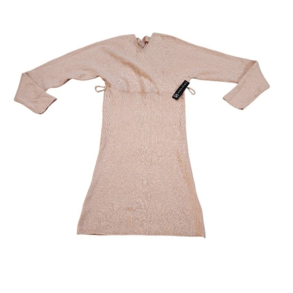 Derek Heart Rose Pink Ribbed Sweater Dress Size L NWT Missing Belt